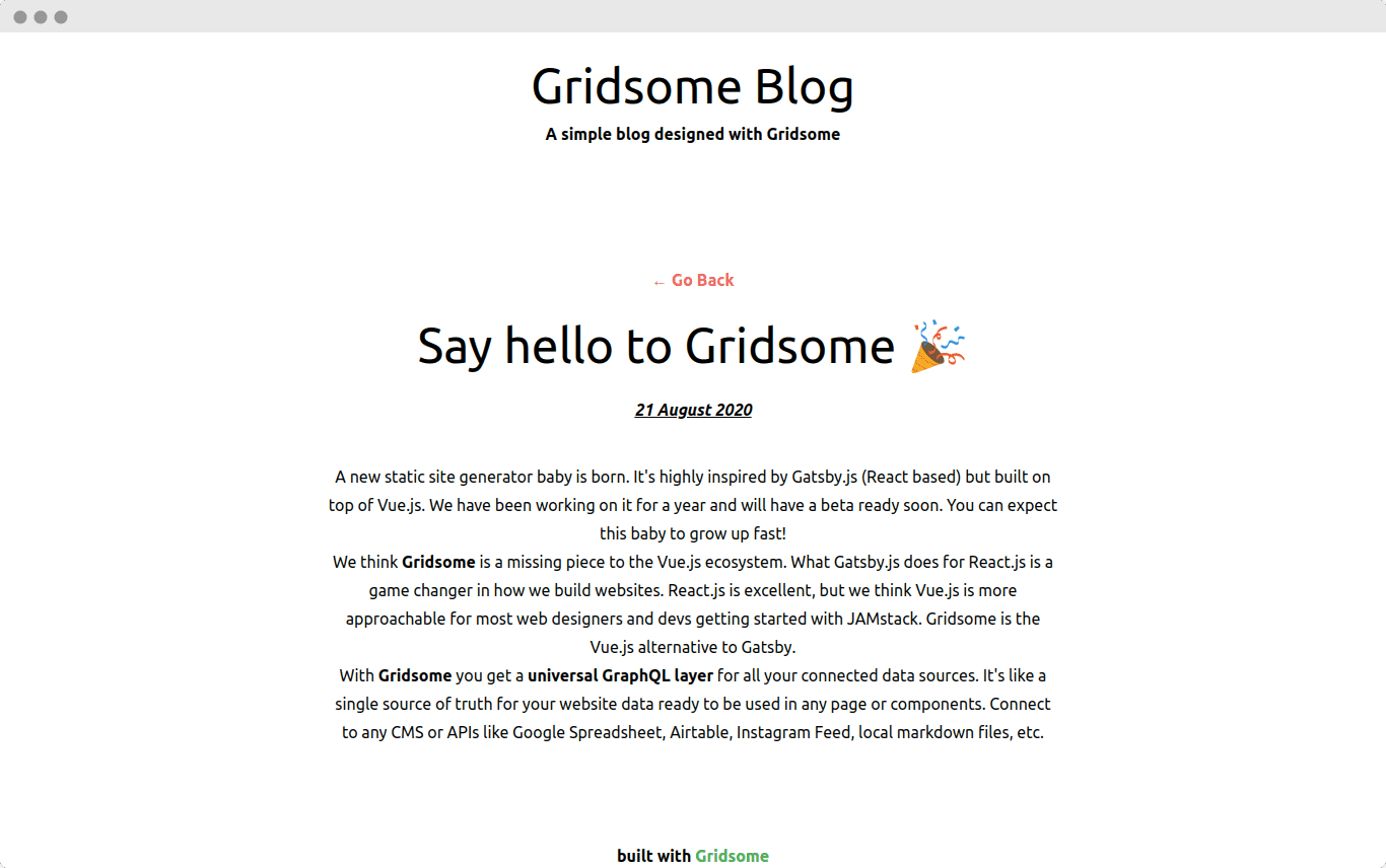 gridsome single post